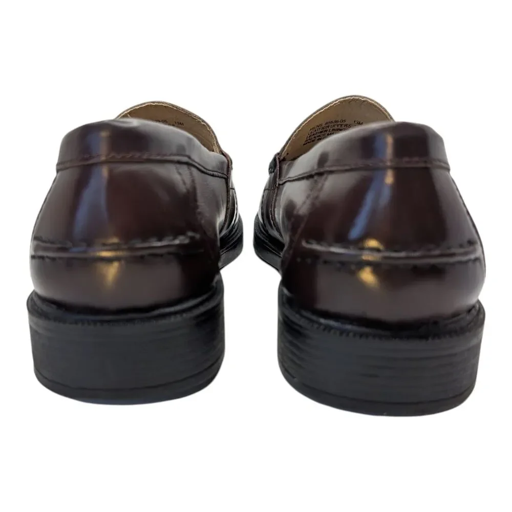 Men's Nunn Bush Lincoln Moc Toe Penny Loafers Burgundy Leather Dress Shoes 13M